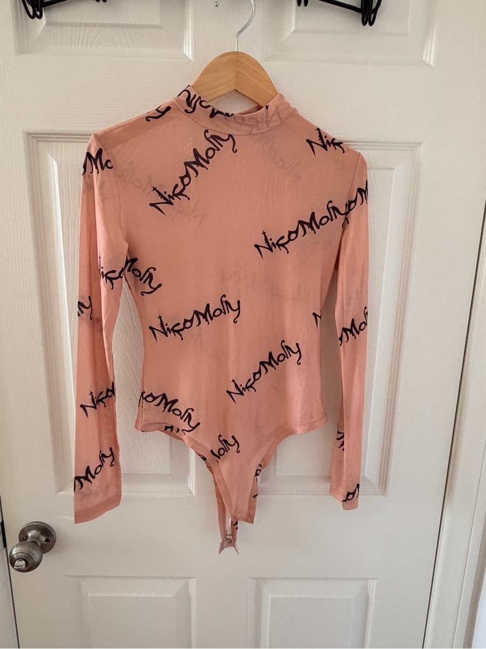 Nico Molly Logo Mesh Bodysuit | Blush | Size M